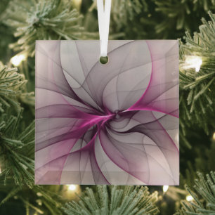 Elegante Chaos Moderne Abstracte Roze Fractale Kun Glas Ornament