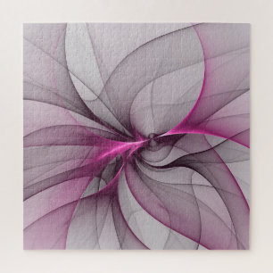 Elegante Chaos Moderne Abstracte Roze Fractale Kun Legpuzzel