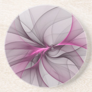 Elegante Chaos Moderne Abstracte Roze Fractale Kun Zandsteen Onderzetter