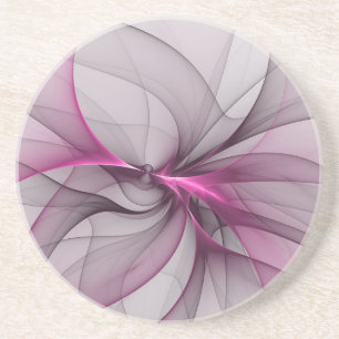 Elegante Chaos Moderne Abstracte Roze Fractale Kun Zandsteen Onderzetter
