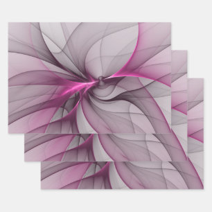 Elegante chaotische moderne abstracte roze fractal inpakpapier vel