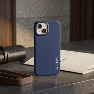 Elegante Charcoal Navy Minimalistisch ROULIV Case-Mate iPhone 14 Hoesje