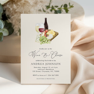 Elegante Charcuterie Wijn en Kaas Bruids Shower Kaart