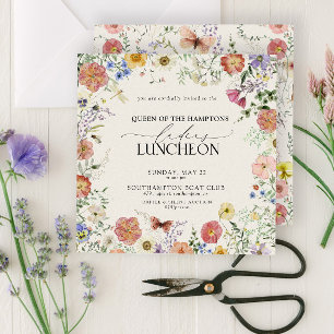 Elegante Charity Lunch Geperst Bloemen Kaart