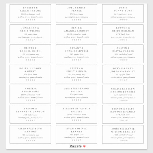 Elegante Charm bruiloft gast Adresetiketten Sticker (Vel)