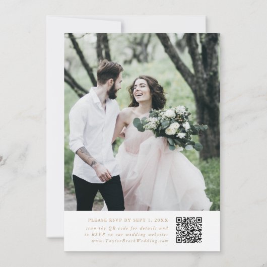 Elegante Charm Foto Gouden Bruiloft Uitnodigingen (Achterkant)