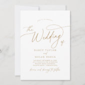 Elegante Charm Gold bruiloft uitnodigingen met RSV (Voorkant)