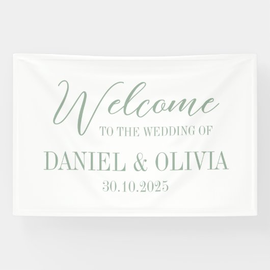 Elegante Charm Green Wildflower Wed Seating Charts Spandoek (Horizontaal)