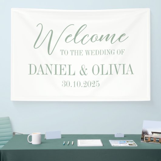Elegante Charm Green Wildflower Wed Seating Charts Spandoek (Beurs)