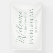 Elegante Charm Green Wildflower Wed Seating Charts Spandoek (Verticaal)