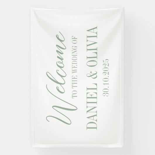 Elegante Charm Green Wildflower Wed Seating Charts Spandoek (Verticaal)