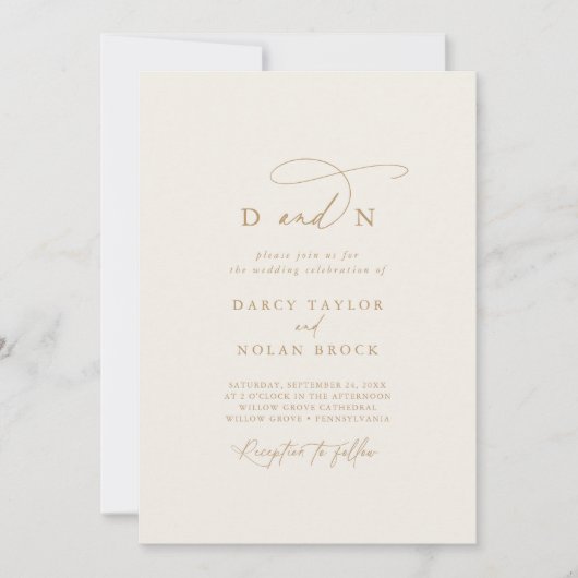 Elegante Charm Ivoor Foto Bruiloft Uitnodigingen R (Voorkant)