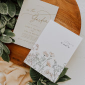 Elegante Charm Monogram Ivoor Wildflower Bruiloft Kaart