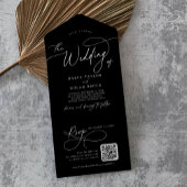 Elegante Charm QR Code Zwart Bruiloft All In One Uitnodiging