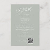 Elegante Charm Sage Groene Bruiloft Details Kaart (Voorkant)