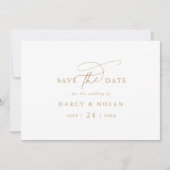 Elegante Charm Wit en Gouden Bruiloft Save The Dat Save The Date (Voorkant)