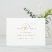 Elegante Charm Wit en Gouden Bruiloft Save The Dat Save The Date (Staand voorkant)