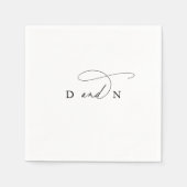 Elegante Charm Zwart-wit Monogram Bruiloft Servet (Voorkant)
