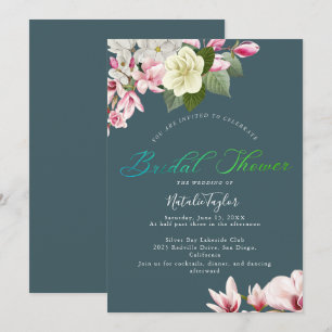 Elegante charme donkere salie bruids douche uitnod kaart