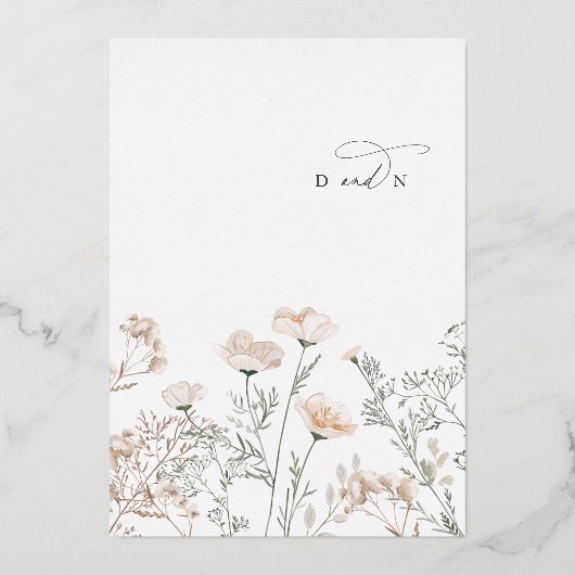 Elegante charme zilveren folie Paarse tuin bruilof Folie Uitnodiging (Achterkant)