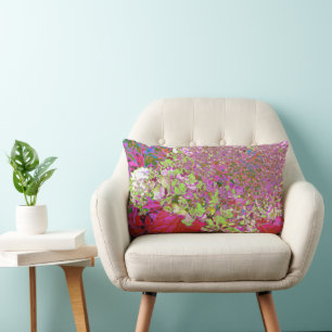 Elegante Chartreuse Groen, Roze en Blauwe Hortensi Kussen