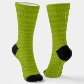 Elegante Chartreuse Groene Bloempatroon Sokken (Gebogen)