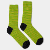 Elegante Chartreuse Groene Bloempatroon Sokken (Rechts)