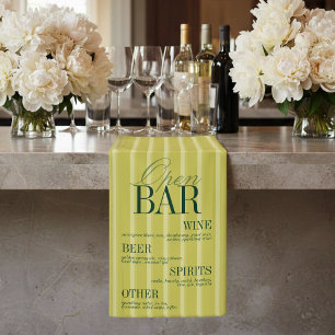 Elegante Chartreuse Streep Open Bar Menu Bruiloft Spandoek