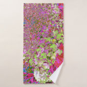 Élégante Chartreuse Vert, Rose et Bleu Hydrangée (Serviette de bain)