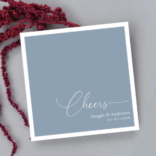 Elegante Cheers Script Stofblauwe Huwelijksdecorat Servet