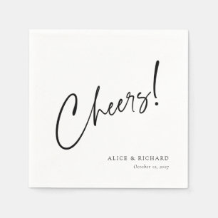 Elegante Cheers Zwart Script Custom Wedding Napkin Servet