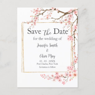 Elegante Cherry Blossom Wedding Save the Date Briefkaart