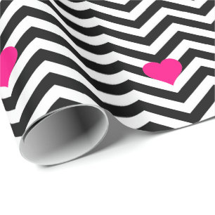 Elegante Chevron en roze harten Cadeaupapier