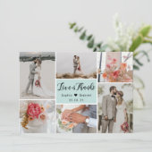 Elegante Chic 6 Foto Collage Trouw Trouwauto Dankj Bedankkaart (Staand voorkant)