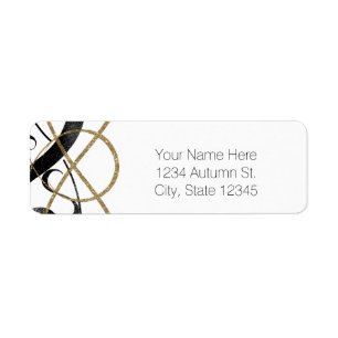 Elegante Chic Art Zwart & Goud Glamour Uitnodiging Etiket