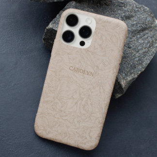 Elegante Chic Beige Motief Embossing Texture Custo iPhone 16 Pro Hoesje
