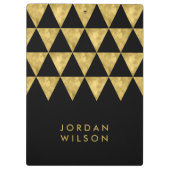 Elegante Chic Black en Faux Gold Driehoek Klembord (Achterkant)