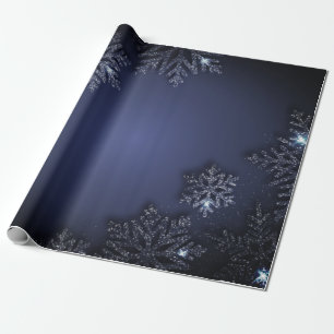 Elegante chic blauwe sneeuwvlok vakantie cadeaupapier