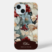 Elegante Chic Bloemen met Douanenaam/Monogram Case-Mate iPhone Case (Achterkant)