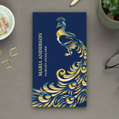 Elegante Chic Blue Gold Foil Shiny Peacock Visitekaartje