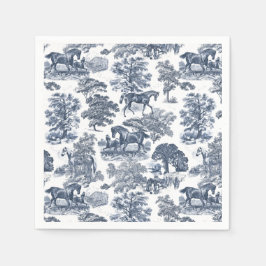 Elegante  Chic Blue Horses Country Toile Servet