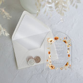 Elegante & Chic Boho Herfst Wilde Bloem Bruiloft Acryl Uitnodigingen