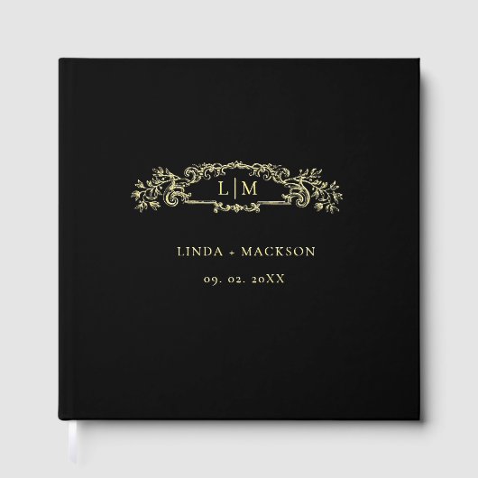 Elegante & Chic botanische kam monogram bruiloft Gastenboek (Voorkant)