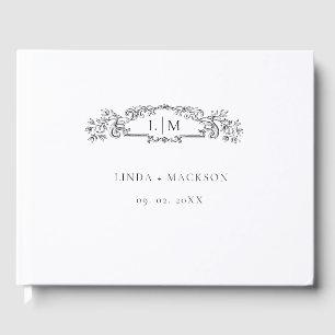 Elegante & Chic botanische kam monogram bruiloft Gastenboek