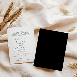 Elegante & Chic botanische kam monogram bruiloft Kaart