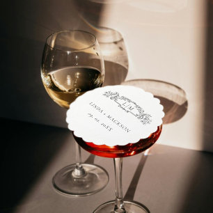 Elegante & Chic botanische kam monogram bruiloft Kartonnen Onderzetters