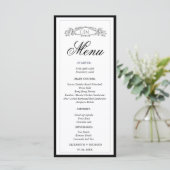 Elegante & Chic botanische kam monogram bruiloft Menu (Staand voorkant)