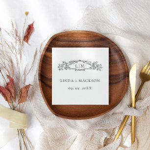 Elegante & Chic botanische kam monogram bruiloft Servet