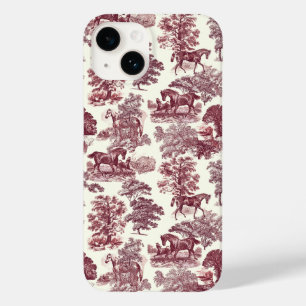 Elegante  Chic Bourgondische Horse Toile Case-Mate iPhone 14 Hoesje