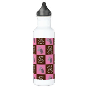 Elegante Chic Brown Plaid & Beer Waterfles